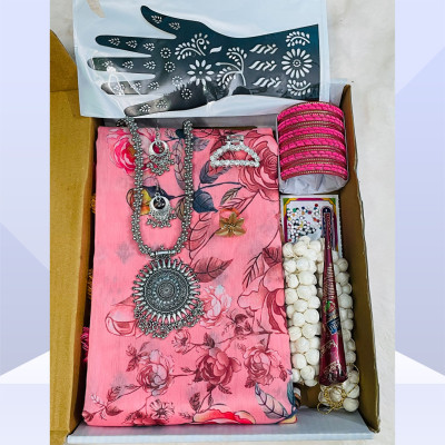 প্রিমিয়াম সিল্ক ডিজিটাল প্রিন্ট শাড়ি কম্বো প্যাকেজ